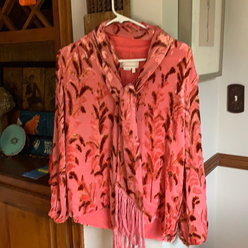 Anthropologie silk blouse with attached scarf. NWOT.